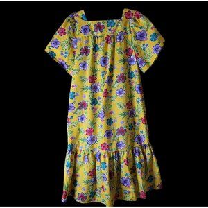 Vtg Winnie Fashions Hawaiian Aloha Muu Muu Dress Size S Yellow Hibiscus Floral